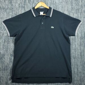 Lacoste Men's 3XL Black Short Sleeve Polo Shirt Slim Fit Crocodile Logo Preppy